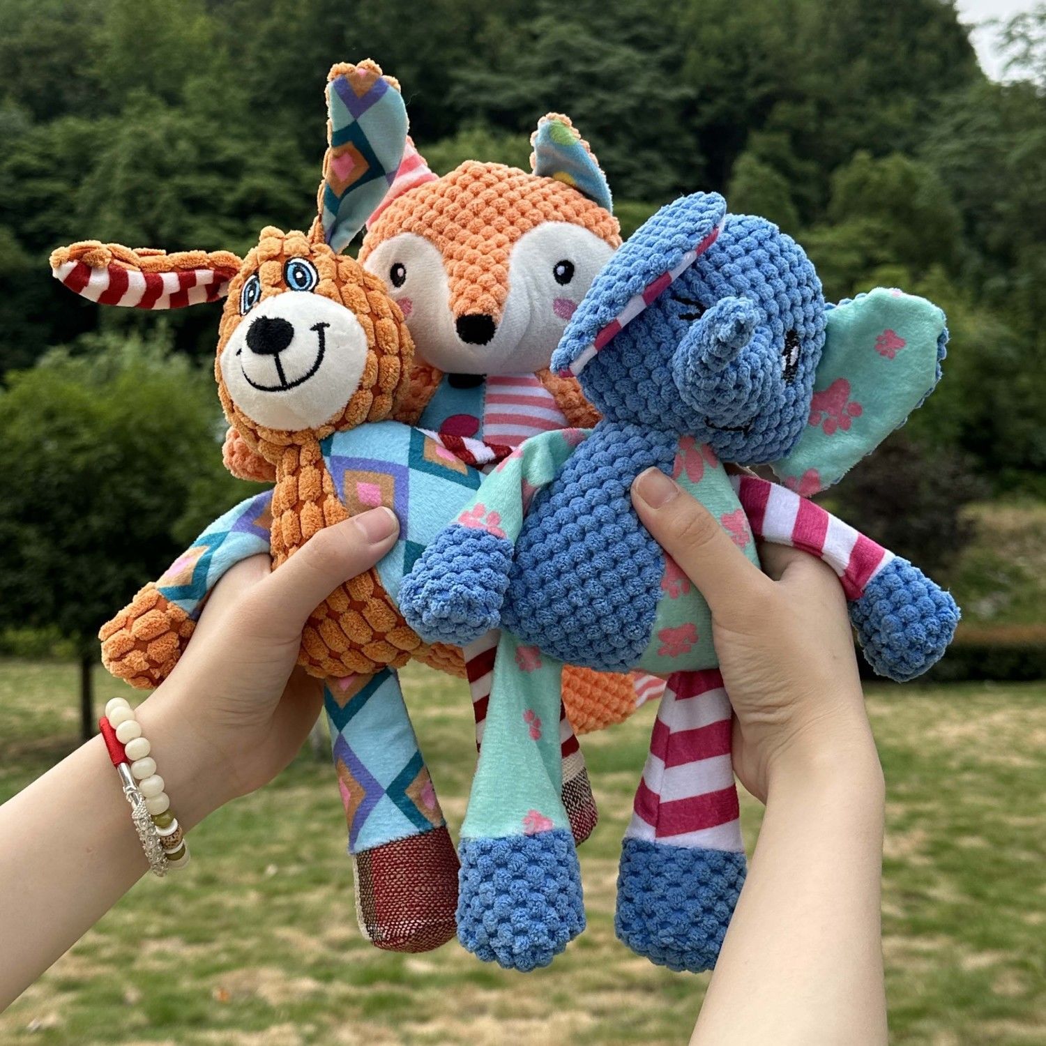 Interactive Squeaky Plush Dog Toy - Giocattolo per cani in peluche colorato
